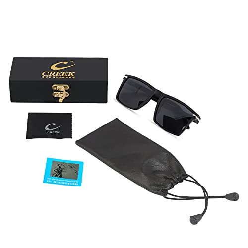 Image of CREEK Unisex Polarized Square Sunglasses for Men & Women with Polarized Testing Card And Glasses Pouch