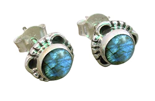 Ana Crafts Labradorite Stone Post Stud Earrings 925 Sterling Silver Gemstone Stud Earrings For Girls Women Jewellery Handmade Earring thumb #5