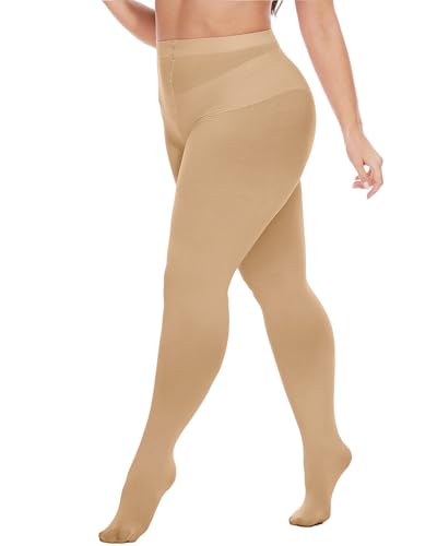 Image of Citystl 2 Pack Plus Size Tights for Women, 80D Opaque Control Top Pantyhose