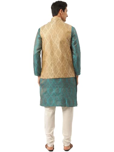 Image of SOJANYA (Since 1958, Men's Silk Blend Grey Kurta Pyjama & Silk Blend Jacket Combo
