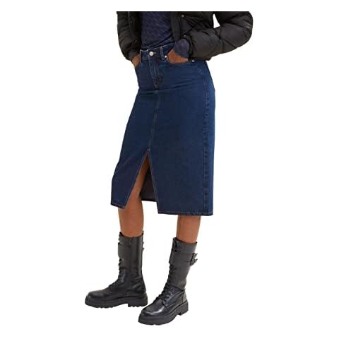 TOM TAILOR Denim Damen Jeansrock mit Schlitz 1035479, 10114 - Clean Dark Stone Blue Denim, M Cover