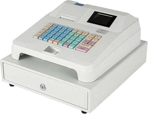 Caja Registradora Electrónica De 48 Teclas con Pantalla LCD, Sistema Independiente De 40 W para Pequeños Negocios, Incluye Escáner De Código De Barras E Impresora De Tickets, Ideal para