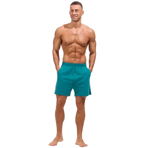 Image of AMY COULEE Mens Lounge Shorts 4 inch Pajama Lightweight Cotton Sleep Bottoms with Pockets