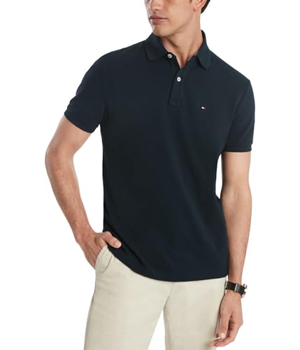 Image of Tommy Hilfiger Men's Short Sleeve Polo Shirts in Regular Fit With Stretch and Organic Pique Cotton