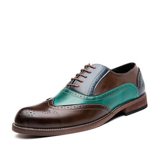 Sapato social masculino em dois tons de couro com cadarço Brogue Oxford clássico com ponta de asa mocassim de cano baixo para festa formal de negócios Derby, Marrom, 42