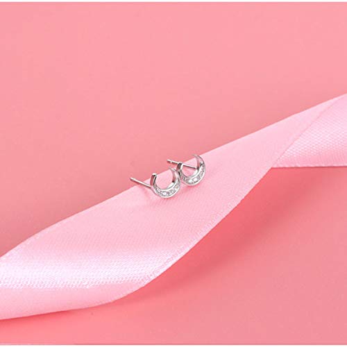 925 Sterling Silver Small Moon Stud Earrings, Silver Cz Crescent Moon Stud Earrings For Women Girls #TOP4