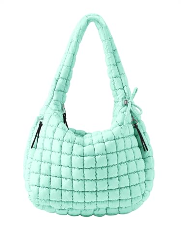 Image of Puffer Quilted Tote Bag for Women Nylon Crossbody Bags Puffy Purse Hobo Large Shoulder Bag Trendy