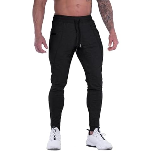 MAIKANONG Mens Slim Joggers Tapered Sweatpants Gym Workout Pants for Running Athletic Casual Black Cover