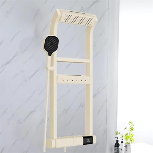 ZMJGLL Sistemas de Torre de Ducha con Cabezal de Lluvia y Chorros Corporales, Accesorios de Baño de Acero Inoxidable, Ducha Termostática (Milkwhite)