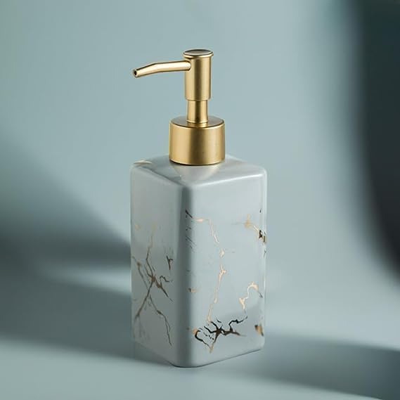 The Better Home 320ml Dispenser Bottle - Grey Ceramic Liquid Dispenser for Kitchen, Wash-Basin, and Bathroom Ideal for Shampoo, Hand Wash, Sanitizer, Lotion, and More