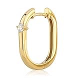 Farbe: Gold NKlaus Einzel Scharnier Creole 333 Gelb Gold 8 Karat 18x15mm Ohrring mit Zirkonia weiß 2249