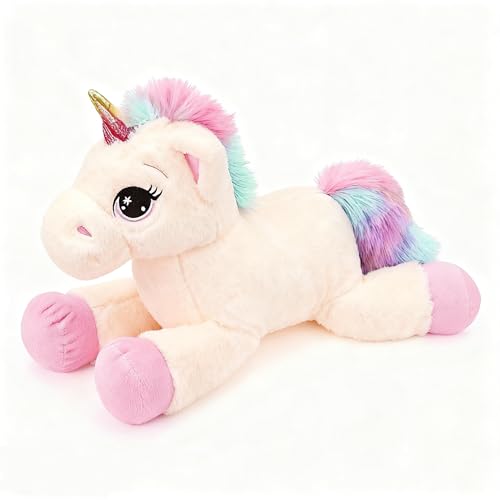 MorLuks Kuscheltier Einhorn Plüschtier für Kinder, 40CM Plüsch Kissen, Kuscheltiere Stofftier, Kuschelkissen für Mädchen Geschenk
