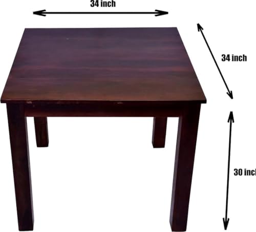 Image of Dining Table Set || Wood Dining Table with Chair 4 Seater || Dining Room Set || Wooden 4 Seater Dining Table || Modern and Unqiue Dining Table for Living Room (4 Seater Dining Table) Walnut Finish