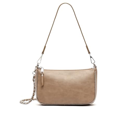 MISAKO Sibila bolso de hombro pequeño con asa bandolera y detalles metálicos Mujer   Sibila Visón 13 X 22 X 4 cm