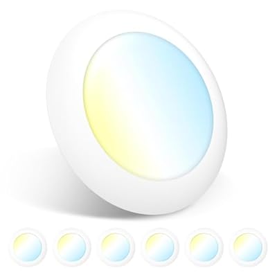 Amico 6 Pack 5/6 Inch LED Disk Lights, Dimmable Flush Mount Ceiling/Recessed Disc Lights, 2700K/3000K/4000K/5000K/6000K Selectable, 12W=110W, 1050LM, Low Profile Surface Mount Can Lights, ETL&FCC