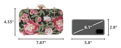 Image of Womens Vintage Floral Embroidery Clutch Evening Handbag Shoulder Bags Purse for Wedding Party Prom