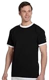 Champion 5.2 oz. Tagless Ringer T-Shirt M BLACK/WHITE