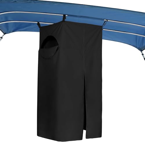 Tuszom 600D Privacy Tent for Boats, Heavy Duty Hanging Changing Room with Storage Bag, Portable Privacy Station for Pontoons (Black, 27' W x 30' D x 72' -84' H)