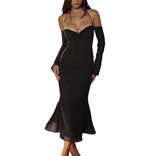 Emiif Y2K Robe longue moulante dos nu sexy à bretelles Cover