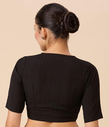 Image of Studio Shringaar Women Viscose Half Sleeve Smart V Neck Readymade Saree Blouse