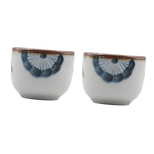 BRIGHTFUFU 2Pcs Japanese Style Sake Cups with Elegant Flower Pattern Versatile Drinkware for Tea Sake and Spirits for Home Decor and