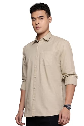 Image of Men's Cotton Linen Solid Shirt | Slim Fit Full Sleeve Casual Shirt | Lightweight | Breaethable | Stylish