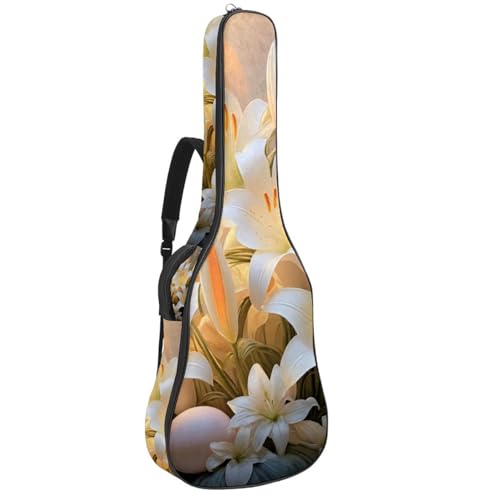 Housse guitare acoustique étanche 42.9 pouces motif œufs de Pâques jaune
