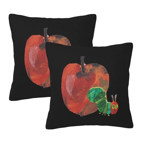 枕カバー はらぺこあおむし 絵本 クッションカバー 2枚セット 座布団カバー まくらカバー おしゃれ 可愛い ソファ背当て 抱き枕 インテリア飾り オフィス 部屋飾り 四季通用 45×45cm