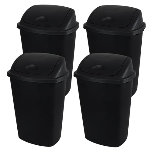 Caneca de basura rectangular de 13 galones, 4 unidades, negra