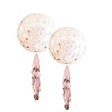 Fonder Mols 36 inch Giant Blush and Rose Gold Confetti Jumbo Balloon Tassel Garland, Birthday Decorations Fringe, Wedding Balloons (Set of 2)