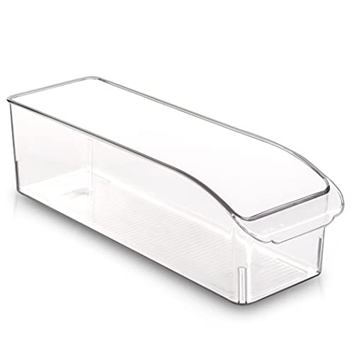 BINO Refrigerator, Freezer and Pantry Cabinet Storage Drawer Organizer Bin, Clear and Transparent Plastic Nesting Container for Home and Kitchen with Built-In Pull Out Handle, X-Small