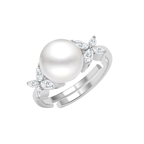 Image of Clara 925 Sterling Silver Real Pearl Pendant Earrings Chain Bracelet Ring | Platinum Plated, Swiss Zirconia | Gift for Women & Girls