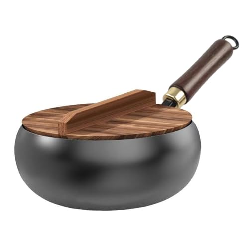 Poêle à frire en fer non revêtu, poêle forgée à la main, casserole en fer, récipient de cuisson polyvalent pour cuisiner et rôtir à haute température (28 cm)