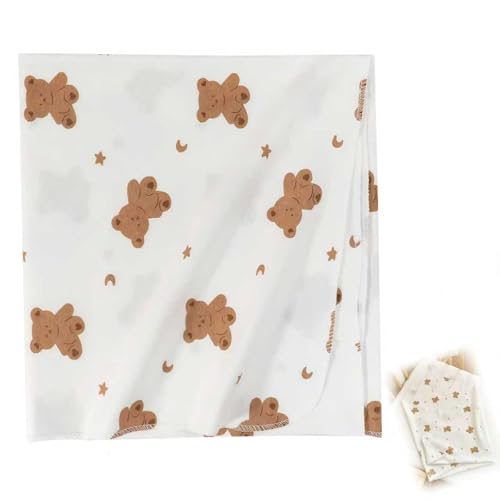 LIUQOBN Coperta sottile per neonato, con orsetto carino, traspirante, design a doppia trama per dormire, passeggino (85 x 85 cm)