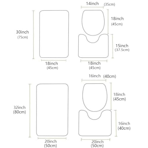 Brown Bathroom Rugs Mat Sets 3 Piece, Spring Flora Bath Shower Rugs with U-Shaped Contour Toilet Mat, Small Absorbent Bathtub Runner Rugs Floor Mats