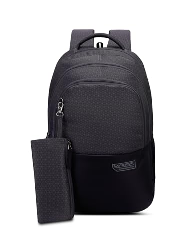 Image of Lavie Sport Akron 35L Black-Grey Backpack | Fits Upto 15 Inch Laptop | Organizer & Bottle Holder |Rain Cover |Pencil Pouch | Gift for Men, Women, Boys, Girls | Laptop Sleeve for School & College