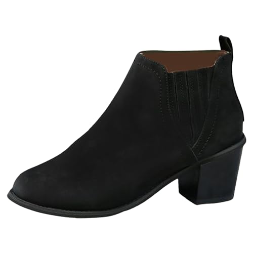 Bottines à lacets femme avec isolation neige et semelle western stable en cuir noir 38