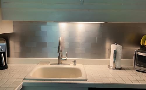 Yipscazo 2024 New Upgrade Peel and Stick backsplash 3 x 6 Inches 3D PVC Composite Wall Tile Stick on Backsplash Tile for Kitchen Bathroom, Laundry Room, Fireplace(Metal Composite, 2 Pieces)