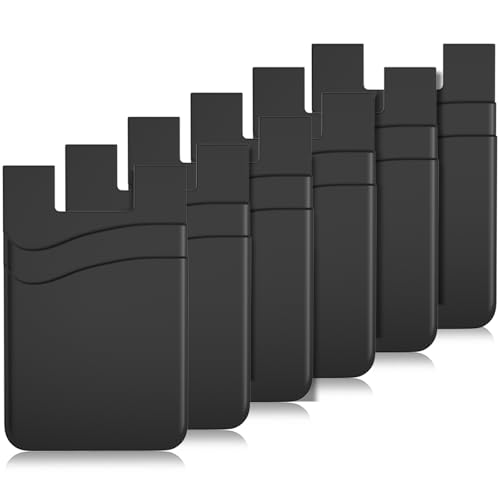 Phone Wallet Stick On 6 Pack Silicone Adhesive Card Holder for Back of Phone Double Pocket Cell Phone Wallet Stick on Sticky Credit Card Sleeve Pocket Pouch for iPhone Samsung Galaxy and Smartphones