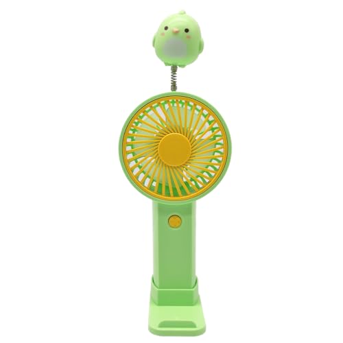 Tradineur - Mini Ventilador Recargable portátil de Mano, Muelle con Animales, 1,5W, 1 Velocidad, batería Interna y Cable USB, Compacto, 16 x 6 cm, Color y Animal aleatorios