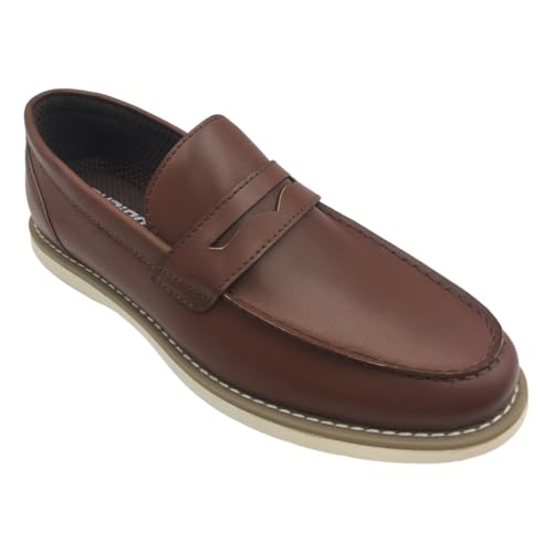 Classic Men's Penny Loafers, Brown Leather, Casual Business Dress Shoes with Comfort Mesh Lining, Comfortable Sole3