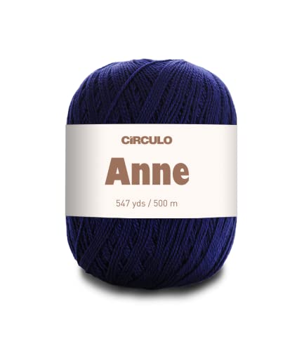 Image of CIRCULO Anne Yarn for Crocheting & Knitting, 100% Mercerized Brazilian Virgin Cotton, Soft Fingering Weight, 547 Yds, 5.19 Oz - Color 2856 Navy Blue