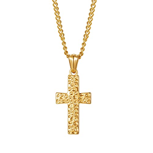 OSTAN Chaîne croix pour homme et femme avec croix en argent et or couleur pendentif croix, Acier inoxydable Cover