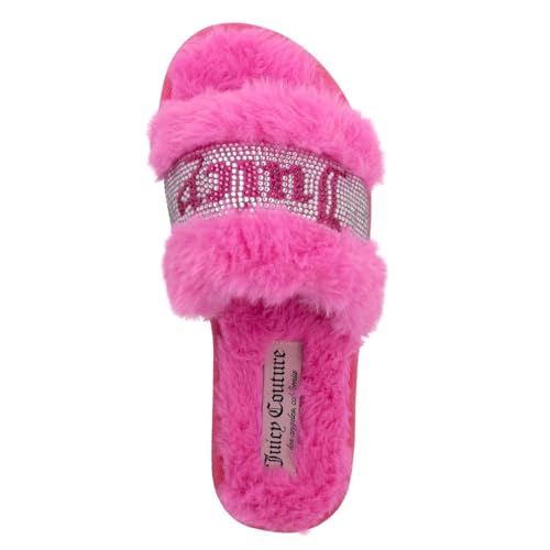 Juicy Couture Women's Plush Faux Fur Slippers – Cozy Open-Toe Slides, Soft Indoor/Outdoor House Shoes4