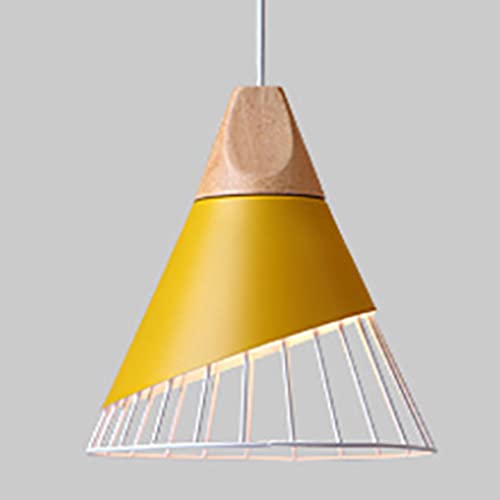 Mengjay Lampada a Sospensione Vintage,Lampada a sospensione moderna E27,Lampada a sospensione retrò,Lampada in legno,Lampadario creativo per cucina,bar,ristorante,sala da pranzo,dormitorio (Giallo)