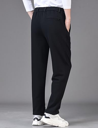 ZGZZ7 Men's Winter Loose Fleece Lined Sweatpants Zipper Fly Workout Jogger Pants2
