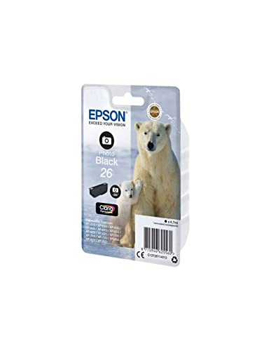 Epson Cartuccia di inchiostro singola originale Claria Orso bianco 26 - Cartuccia nero Photo - 1 x 4,7 ml - I migliori risultati con gli inchiostri originali