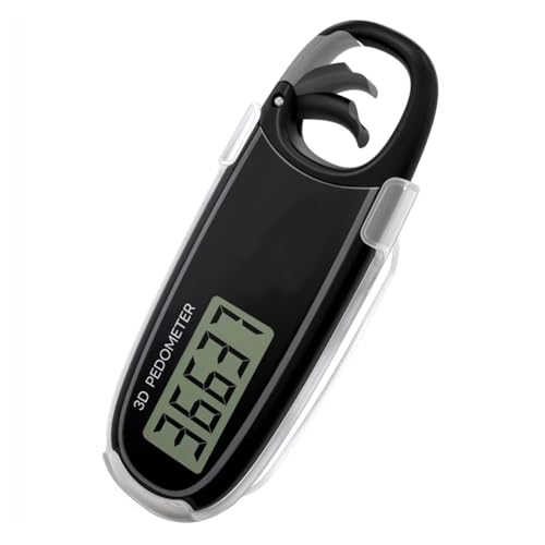 Uxsjakjsd Podómetro 3D, Portátil, Digital, con Seguimiento Preciso de Pasos, Electrónico, para Correr Al Aire Libre y Deportes, Color Negro.