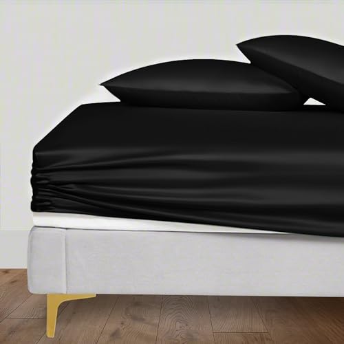 LINENWALAS Spannbettlaken für Kingsize-Bett, 100 % Tencel-Lyocell, 150 x 200 cm, bis zu 40 cm tiefe Tasche, weich, kühlende Seide Eukalyptus,...