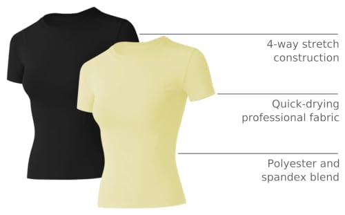 Image of Loovoo Women Workout Shirts, 1 /2 /3 Pack Short Sleeve Compression Tee | Tight Fit Gym Basic Tops, Athletic Quick Dry Crew Neck 4-Way Stretch, Flat Seams Ideal for Yoga, Gym, Running and Daily Wear
